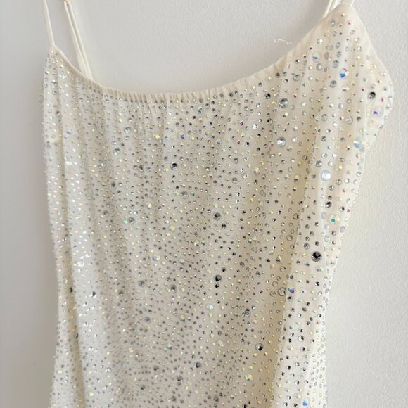 Oh Polly Aellin Embellished Bodycon Mini Dress White Sparkle Size 2 - Picture 8 of 12